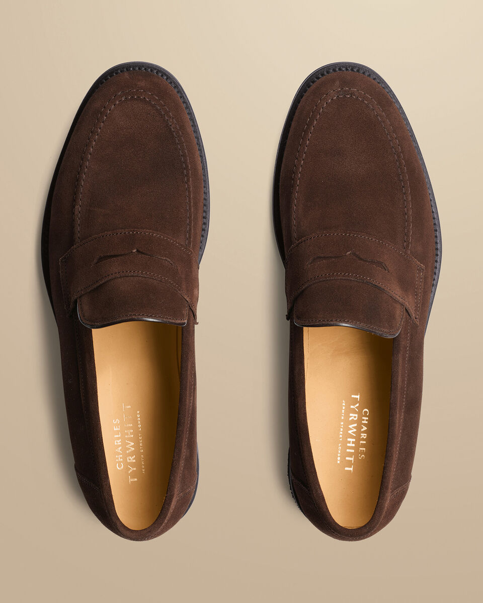 Suede Penny Loafers - Chocolate Brown