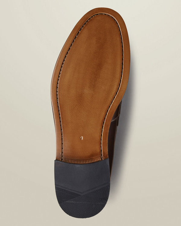 High Shine Leather Penny Loafers - Dark Chocolate