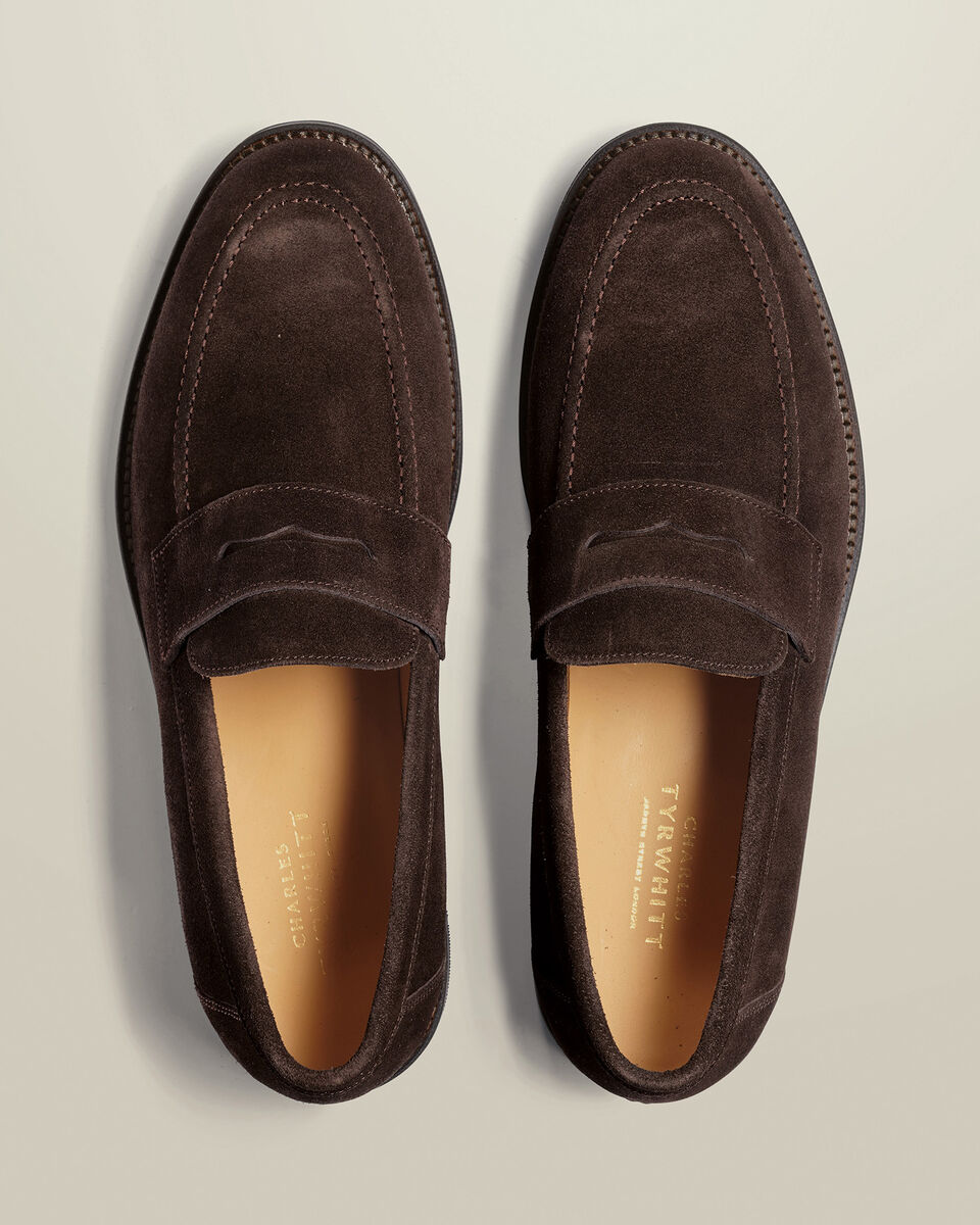 Suede Penny Loafers - Dark Chocolate Brown