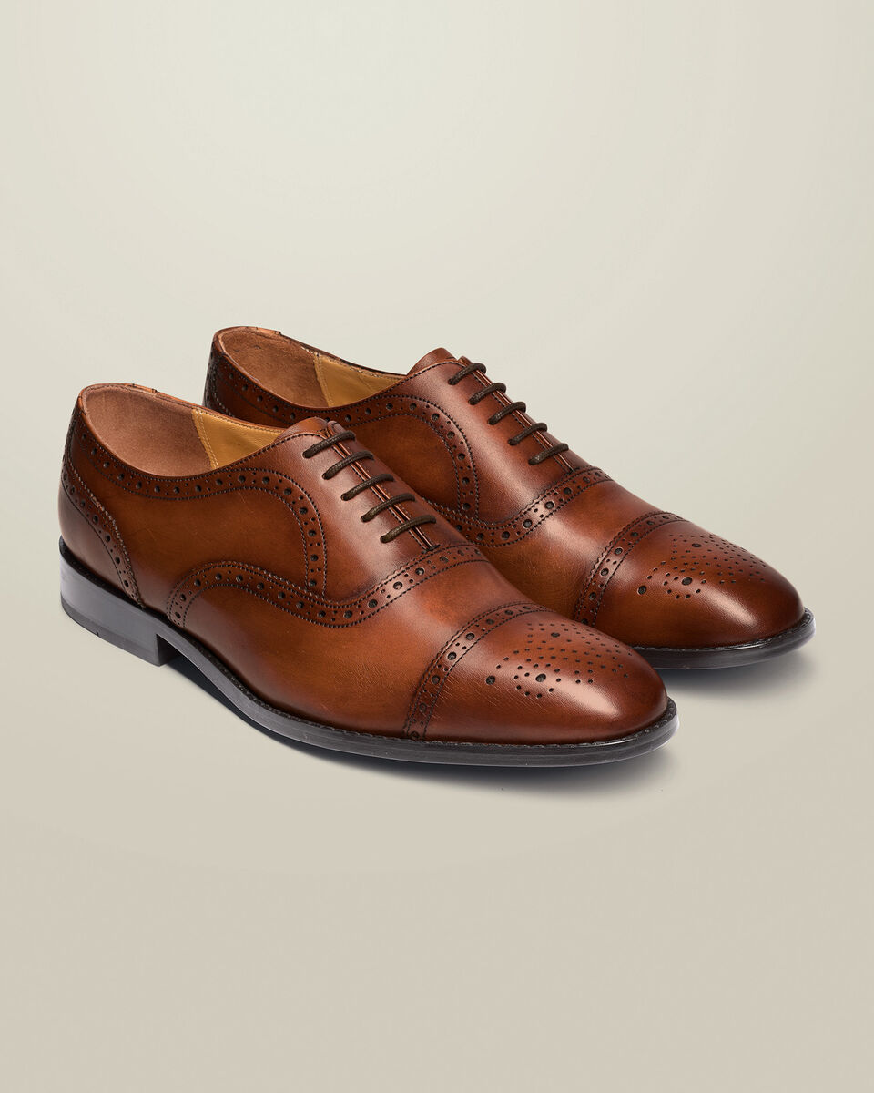Leather Oxford Brogue Shoes - Chestnut Secondary image