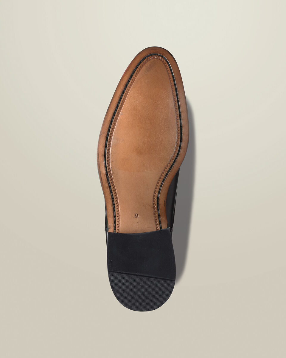 Leather Double Buckle Monk Shoes - Black