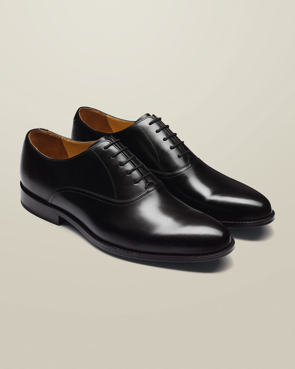 Plain Toe Leather Oxford Shoes - Black Secondary image