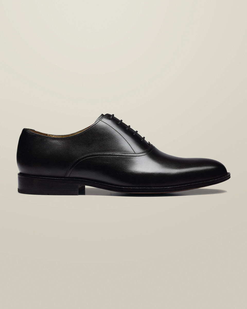 Plain Toe Leather Oxford Shoes - Black Main image
