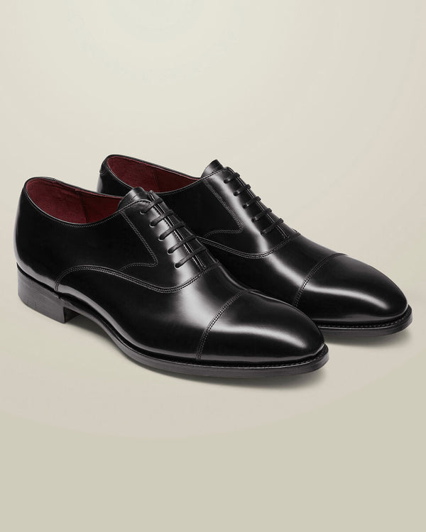 High-Shine Leather Luxury Oxford Shoes - Black