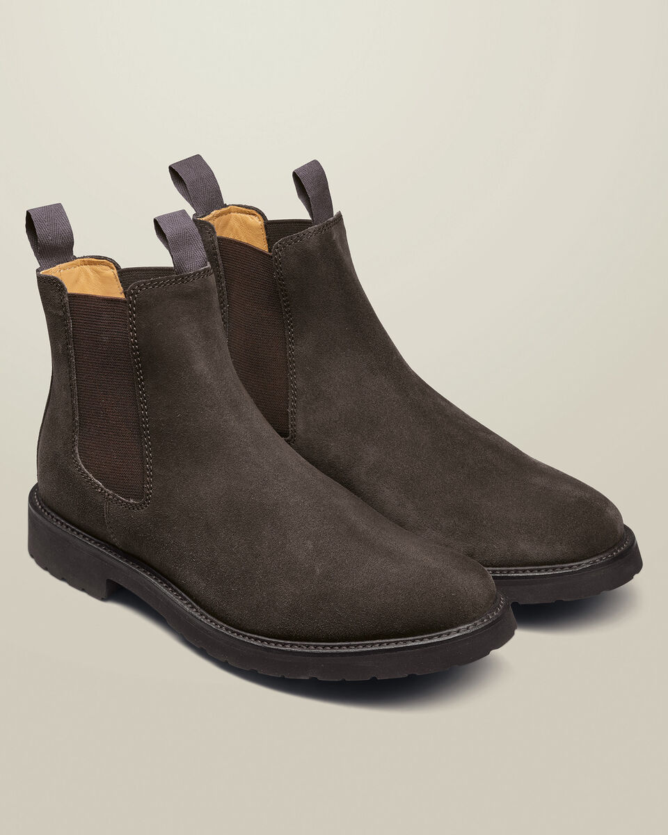 Rubber Sole Suede Chelsea Boots - Chocolate Brown Secondary image