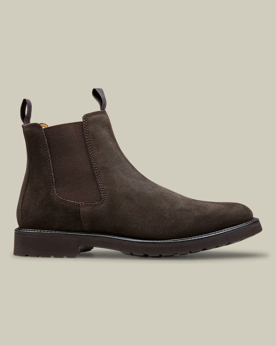 Rubber Sole Suede Chelsea Boots - Chocolate Brown Main image