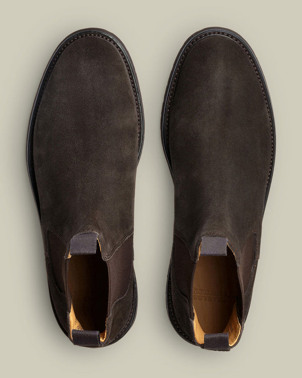 Rubber Sole Suede Chelsea Boots - Chocolate Brown