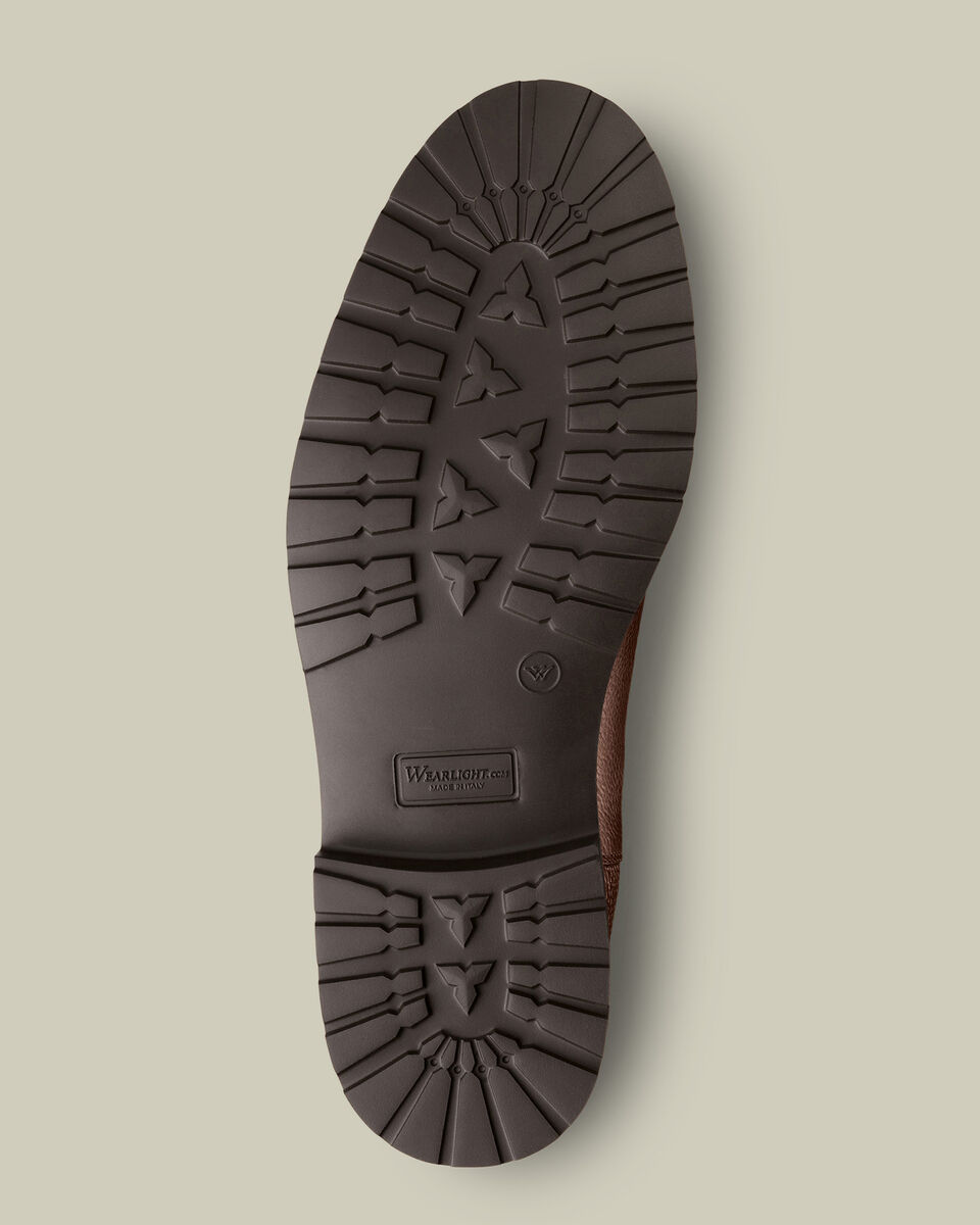 Rubber Sole Leather Chelsea Boots - Chocolate Brown