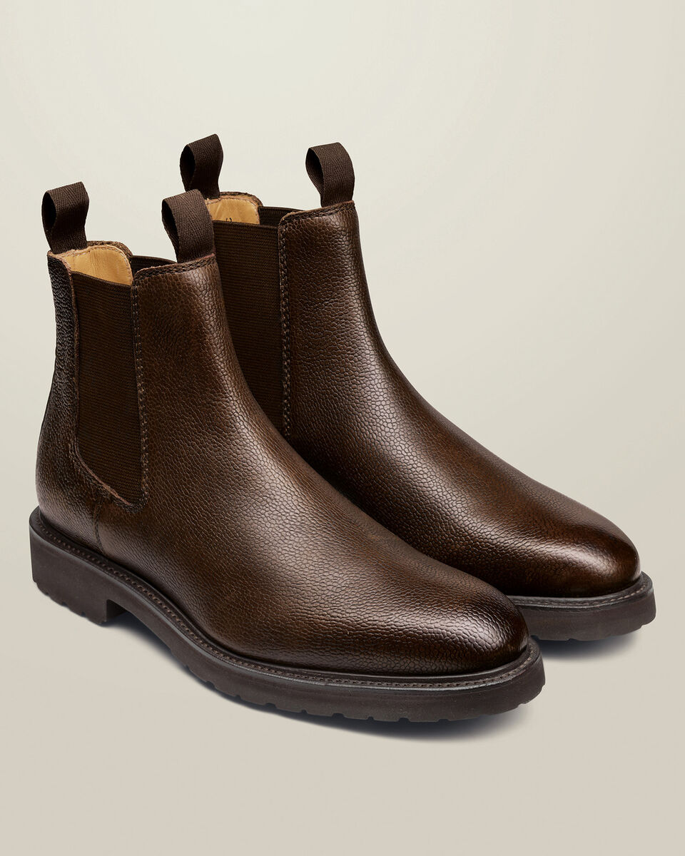 Rubber Sole Leather Chelsea Boots - Chocolate Brown Secondary image