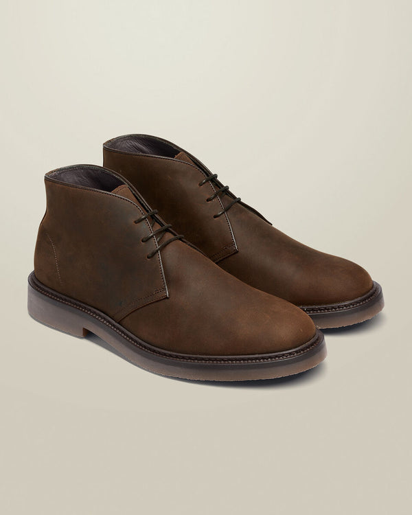 Waxed Leather Chukka Boots - Chocolate Brown