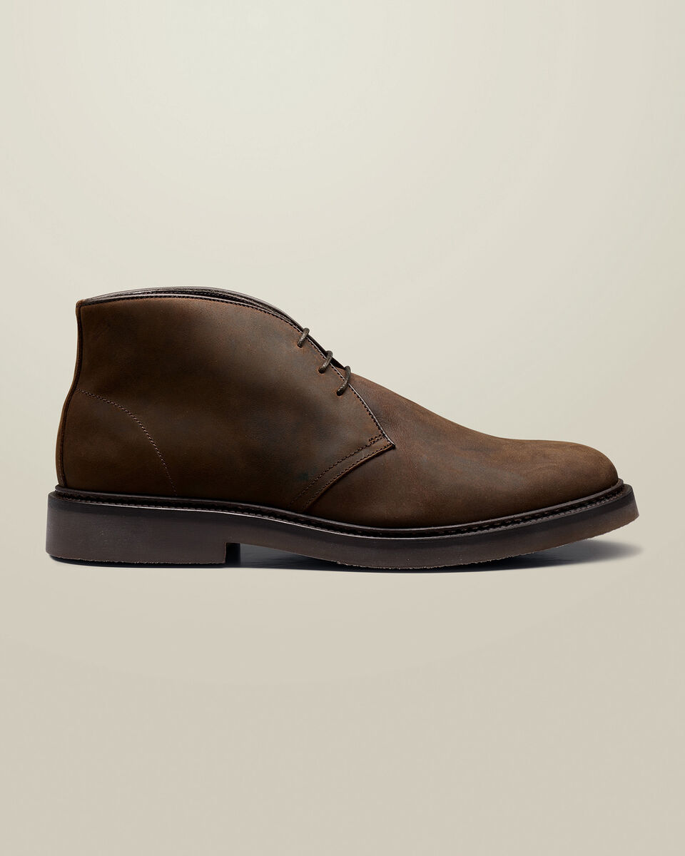 Waxed Leather Chukka Boots - Chocolate Brown Main image