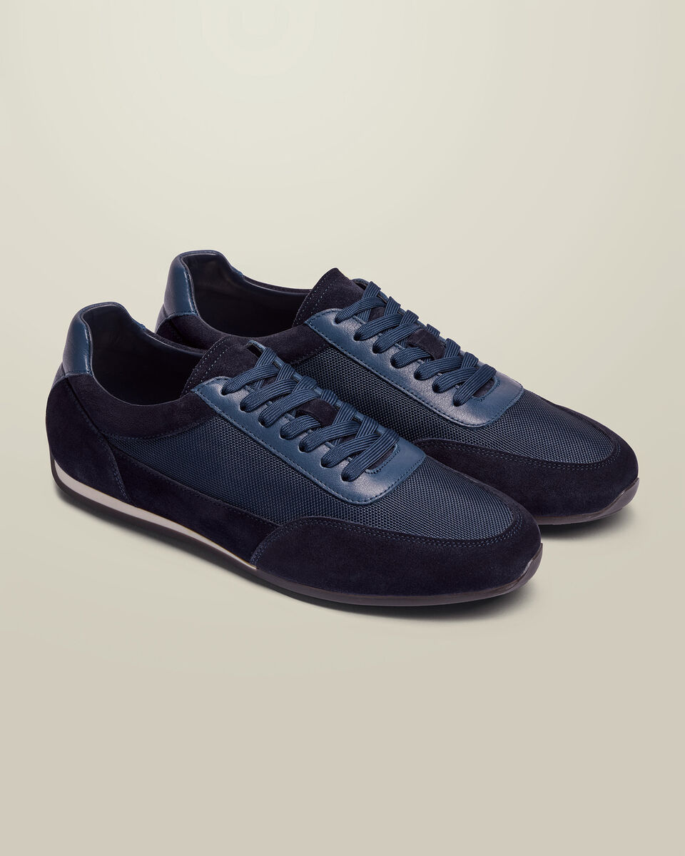 Textile & Suede Smart Sneakers - Navy