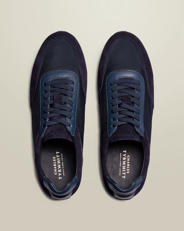 Textile & Suede Smart Sneakers - Navy