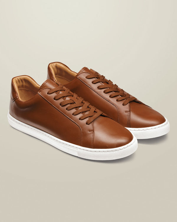 Leather Dress Sneakers - Dark Tan