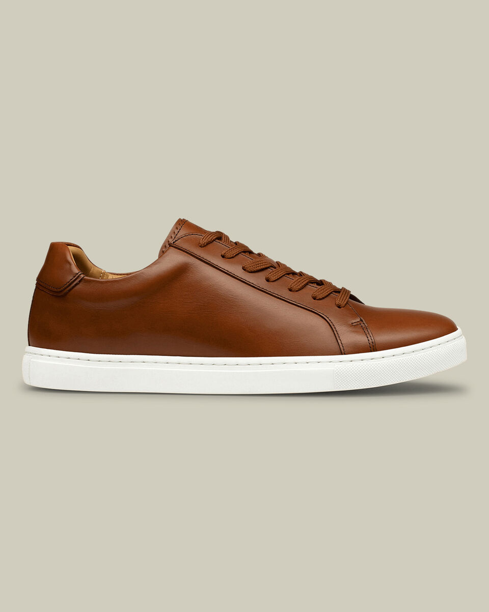 Leather Dress Sneakers - Dark Tan Main image