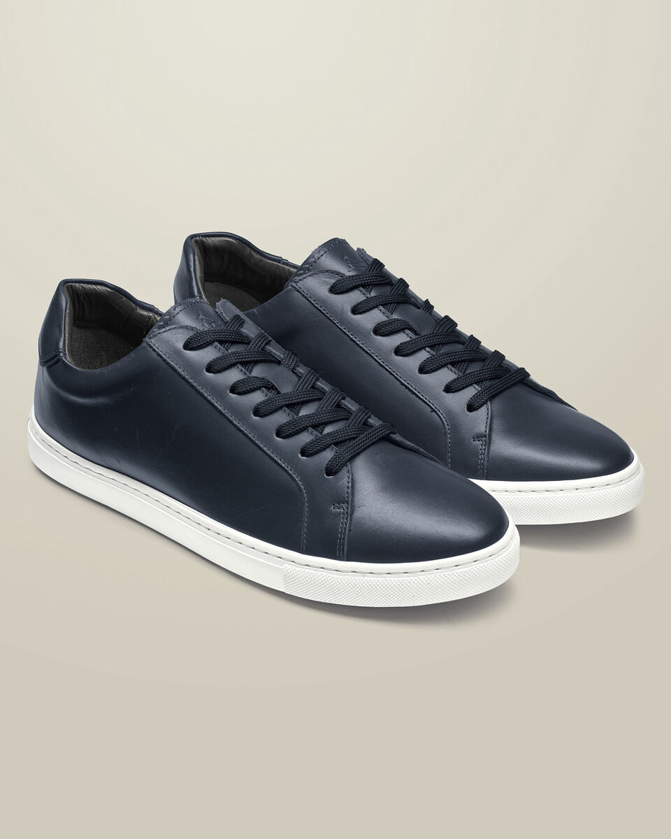 Leather Dress Sneakers - Navy