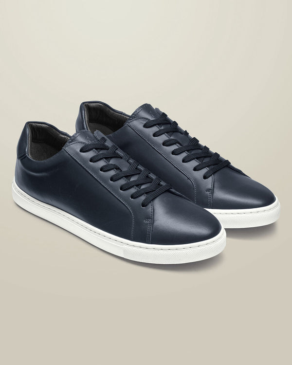 Leather Dress Sneakers - Navy