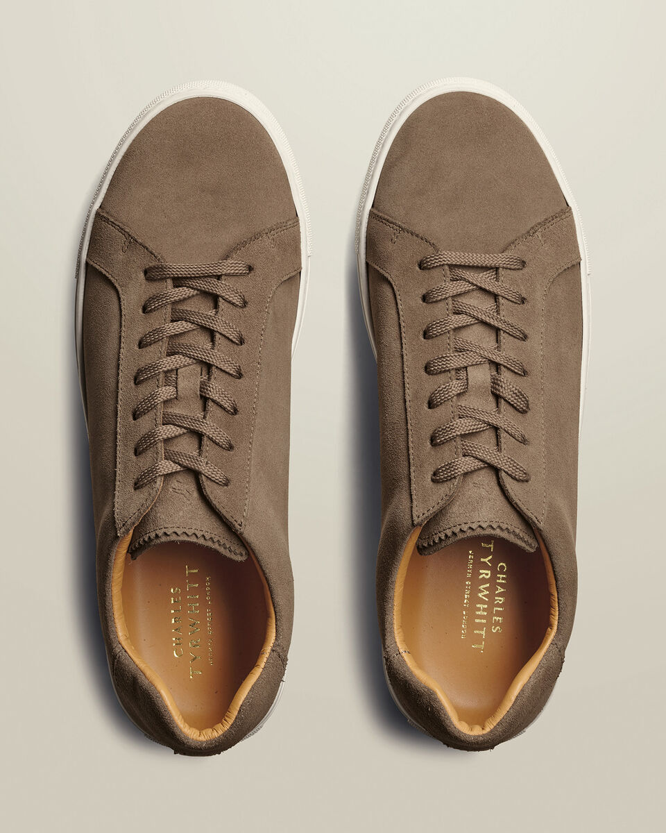 Suede Dress Sneakers - Taupe