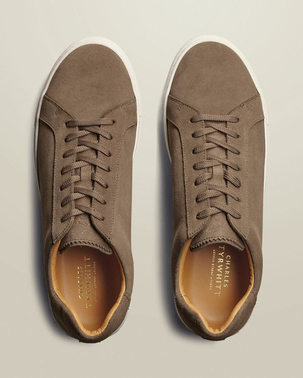 Suede Dress Sneakers - Taupe