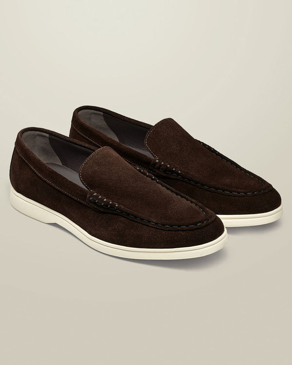 Suede Slip On Loafers - Chocolate Brown
