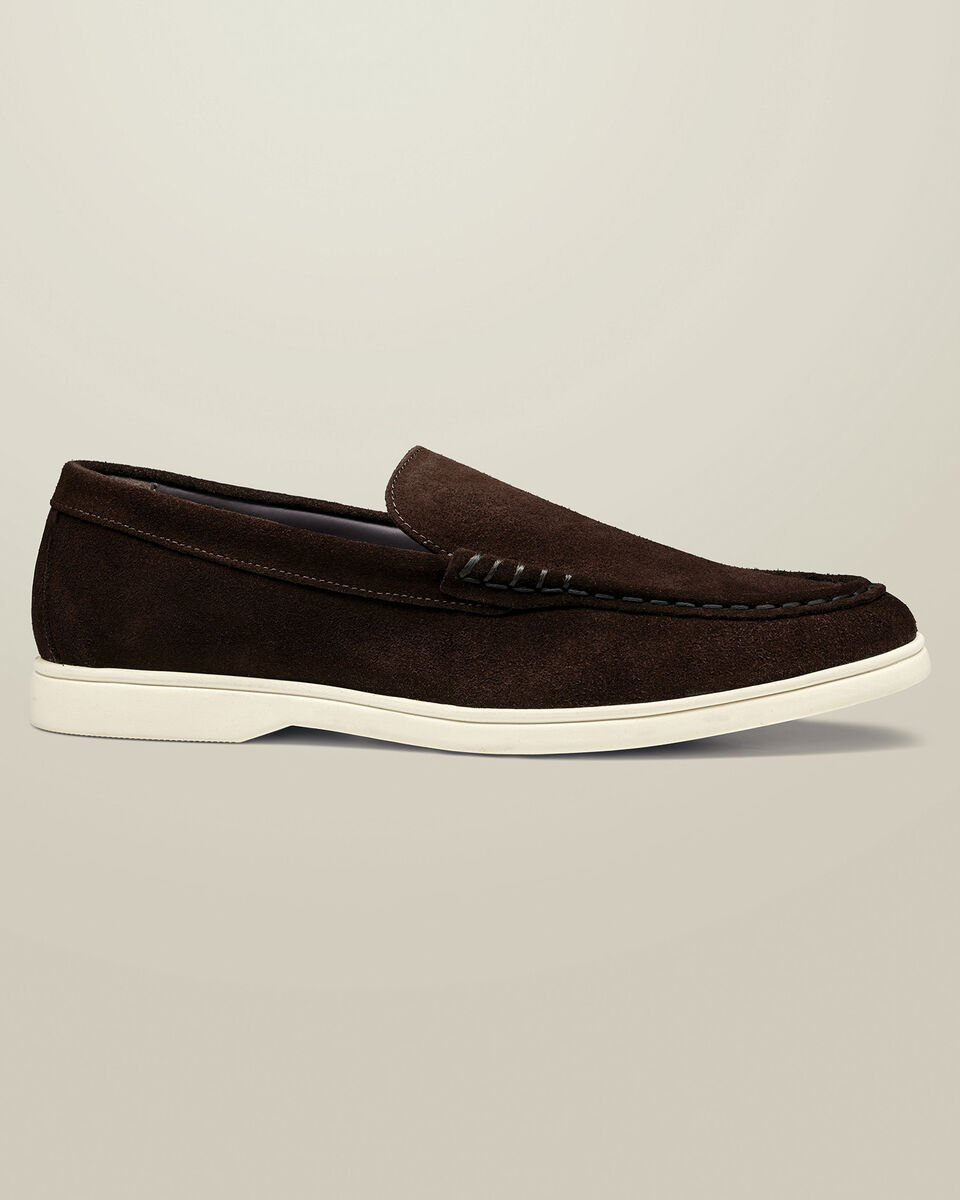 Suede Slip On Loafers - Chocolate Brown Main image