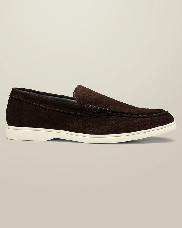 Suede Slip On Loafers - Chocolate Brown