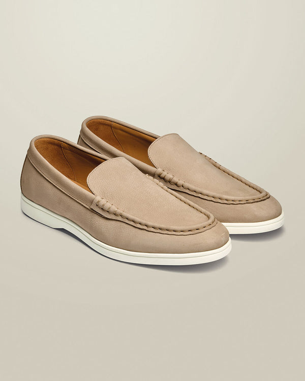 Nubuck Slip-On Loafers – Chalk