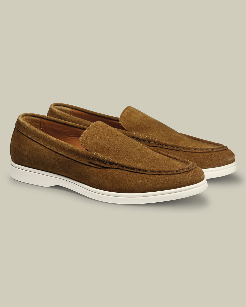 Suede Slip On Loafer - Light Brown