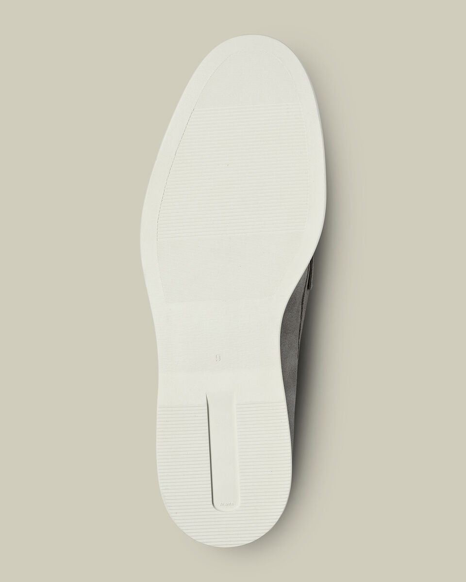 Suede Slip On Loafers - Light Gray