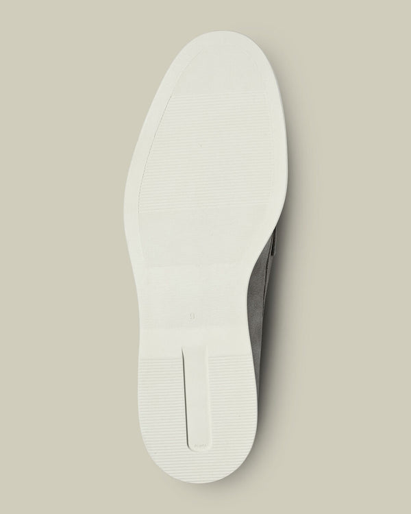 Suede Slip On Loafers - Light Gray