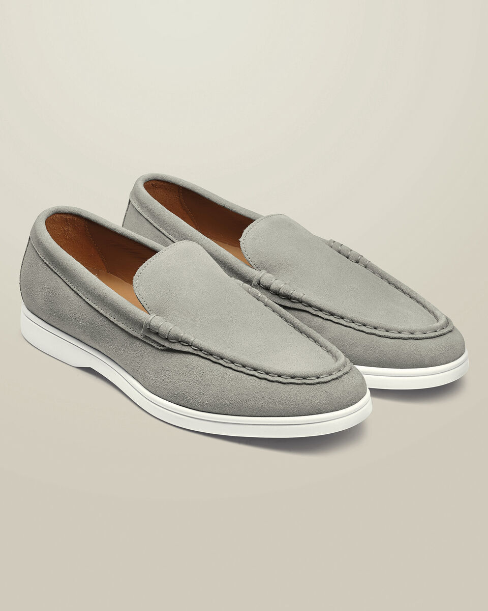 Suede Slip On Loafers - Light Gray Secondary image