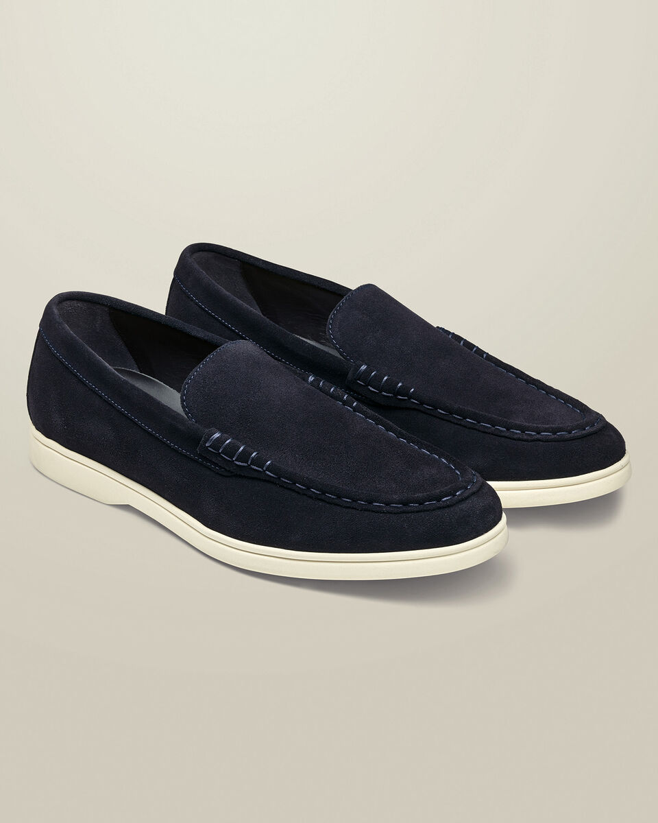 Suede Slip On Loafers - Navy Secondary image