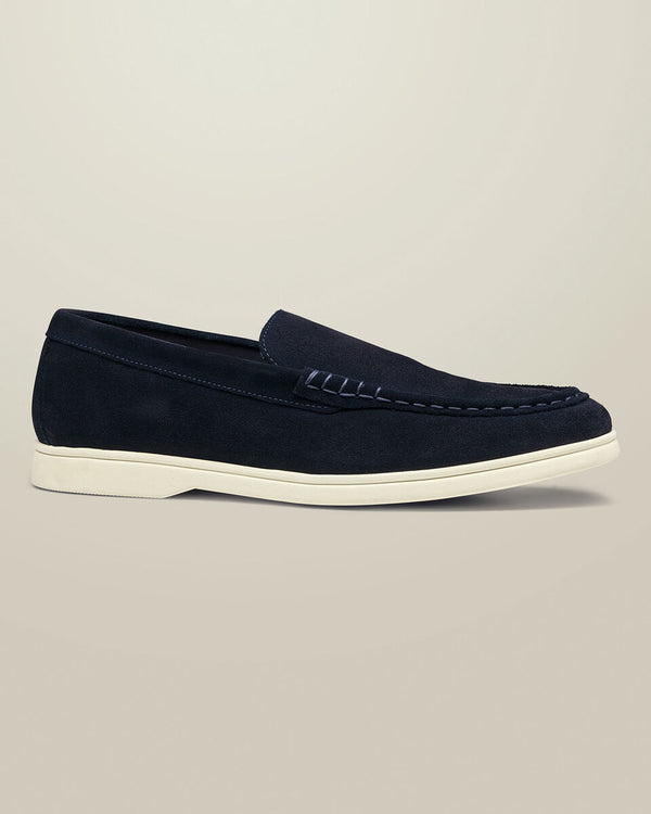 Suede Slip On Loafers - Navy