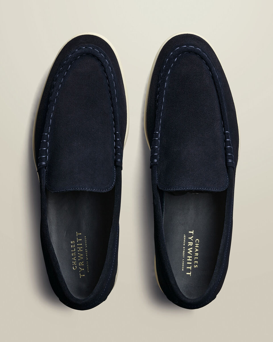 Suede Slip On Loafers - Navy