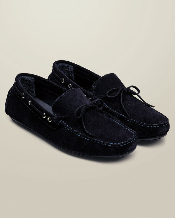 Suede Moccasins - Navy