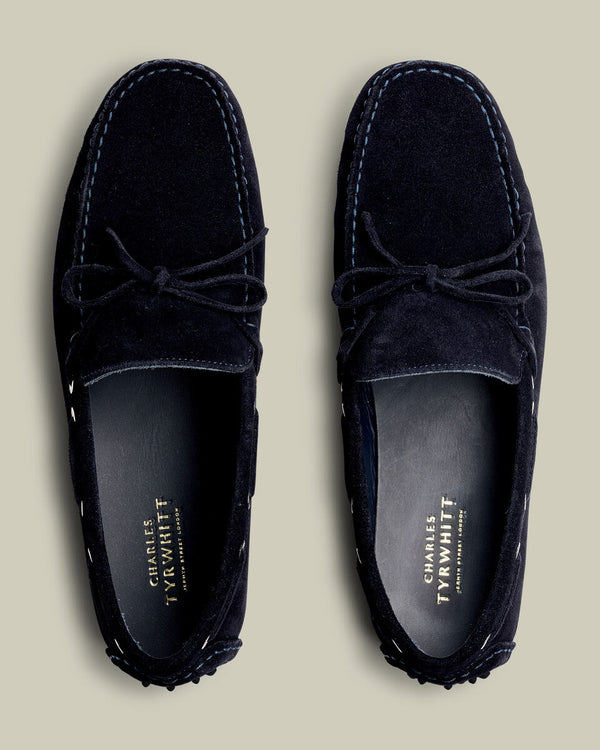 Suede Moccasins - Navy