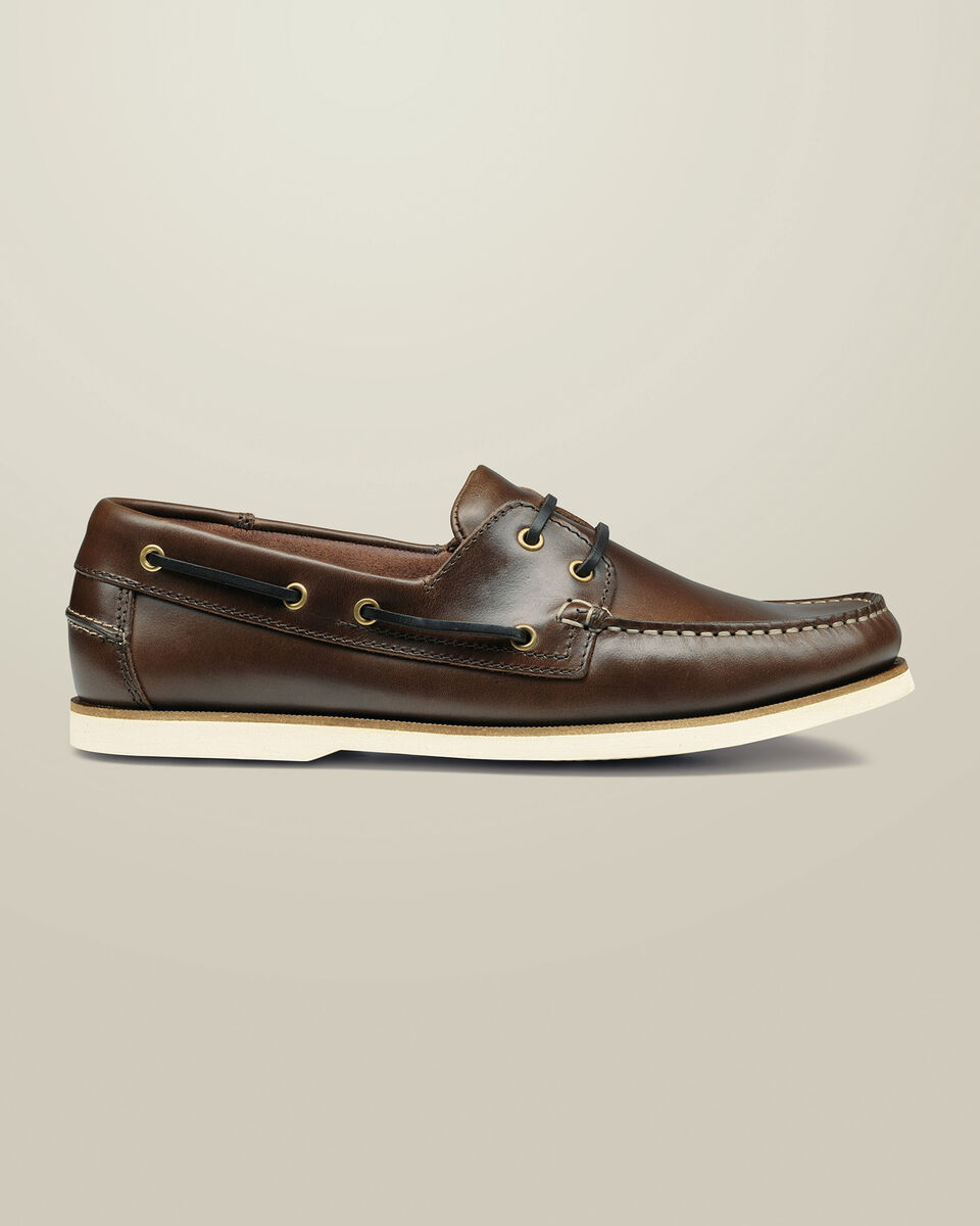 Leather Boat Shoes - Chocolate Brown Main image