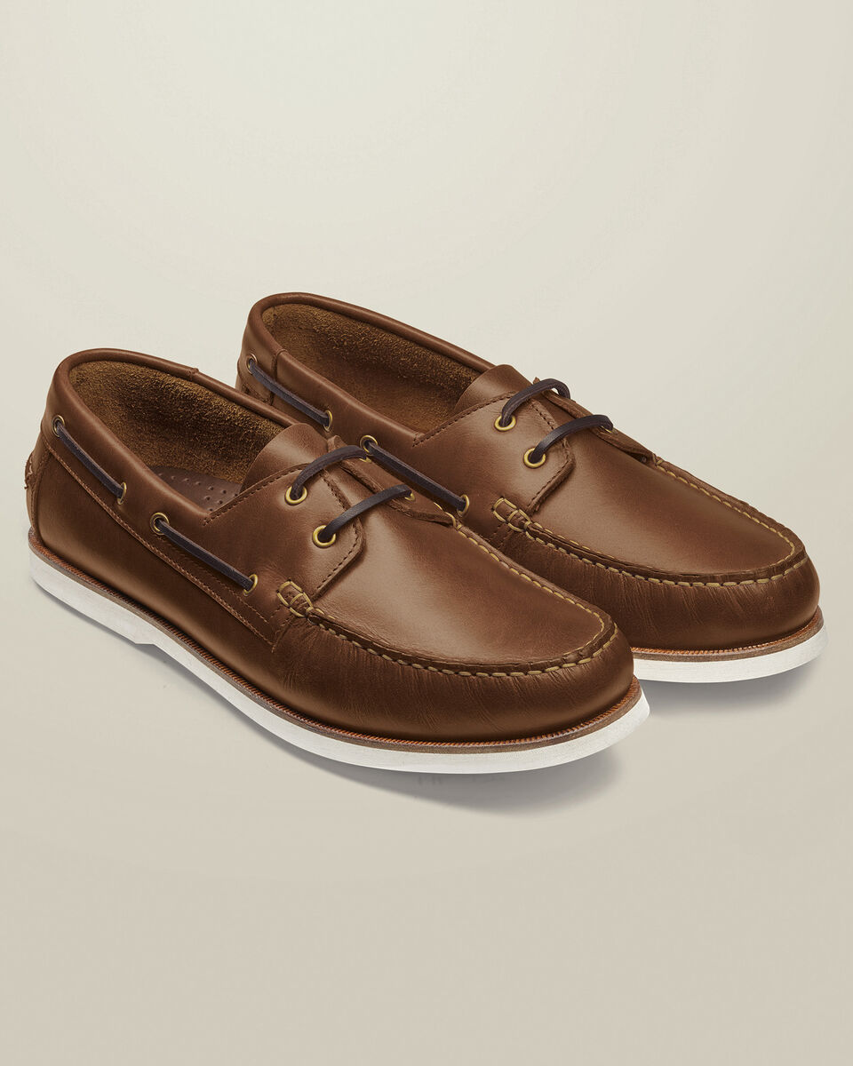 Leather Boat Shoes - Dark Tan Secondary image