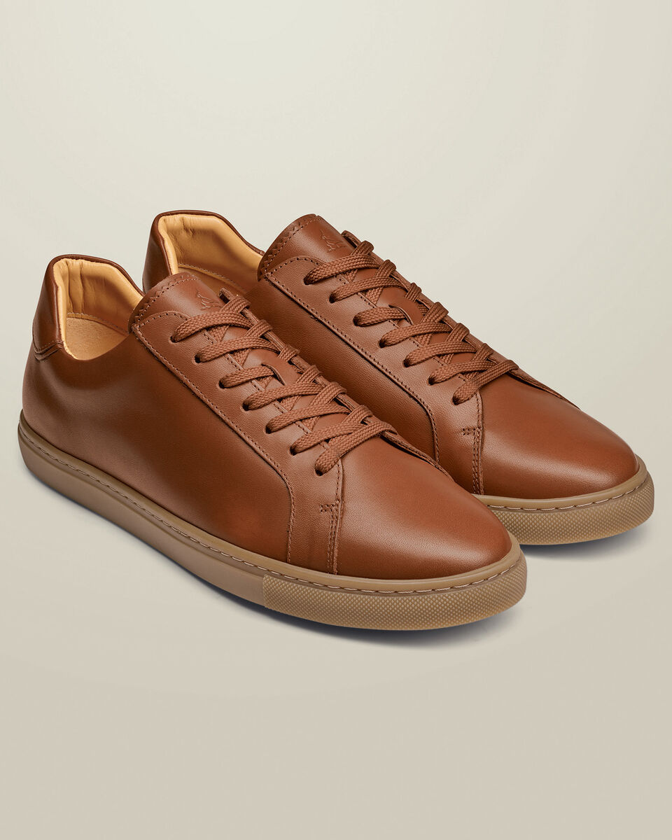 Gum Sole Leather Dress Sneakers - Dark Tan