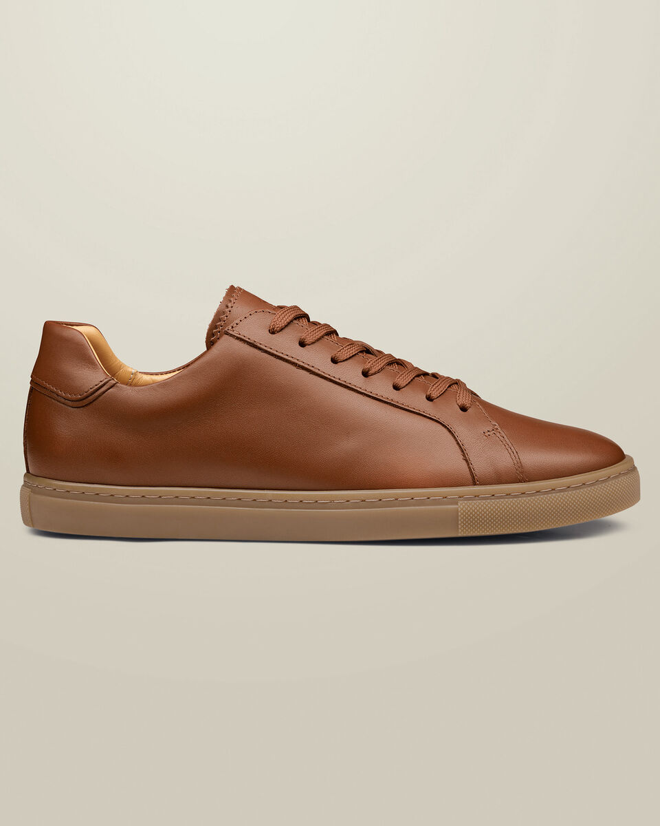 Gum Sole Leather Dress Sneakers - Dark Tan Main image