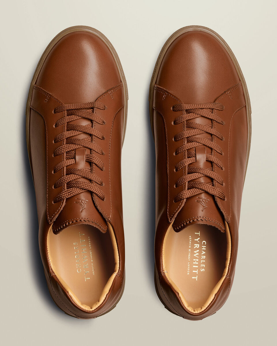 Gum Sole Leather Dress Sneakers - Dark Tan