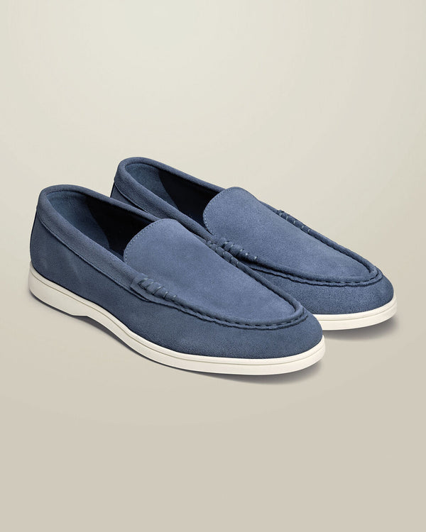 Suede Slip-On Loafers – Ocean Blue