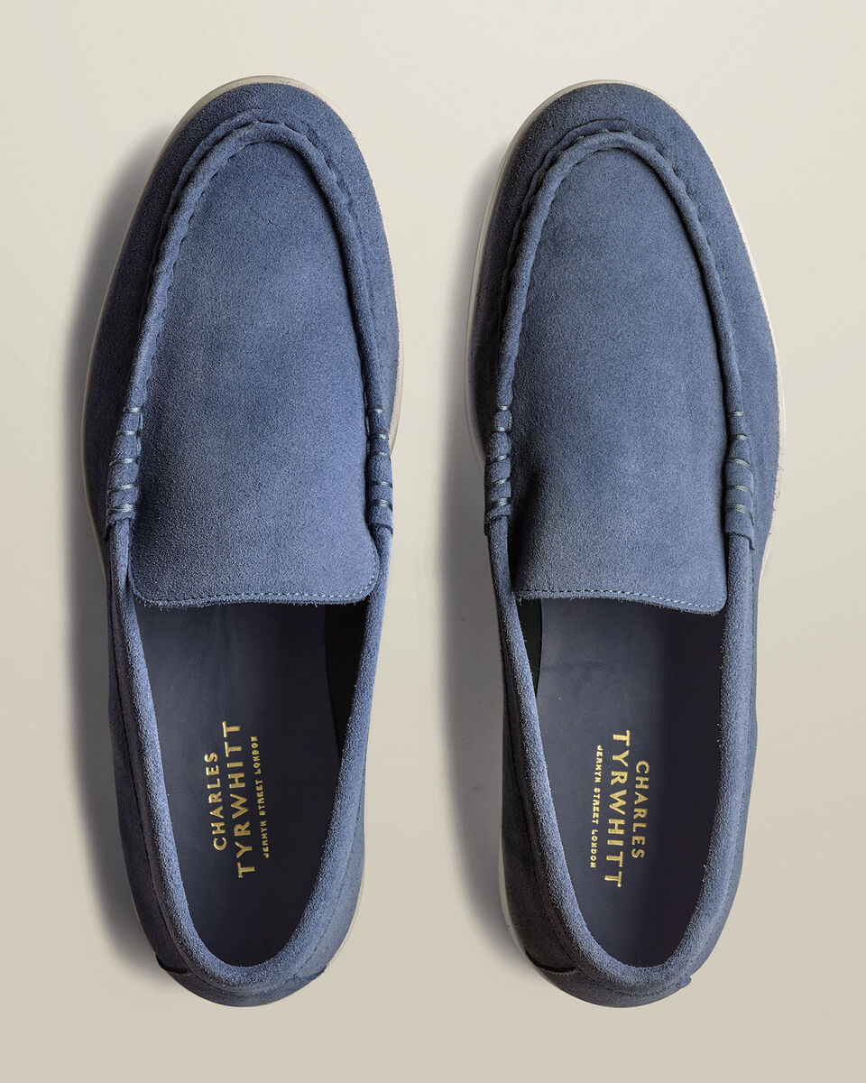 Suede Slip-On Loafers – Ocean Blue