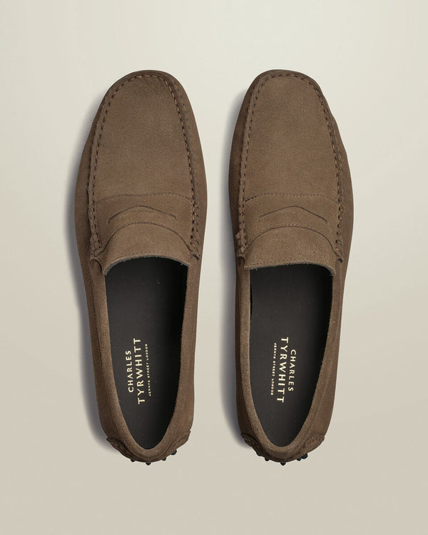 Suede Moccasins - Taupe