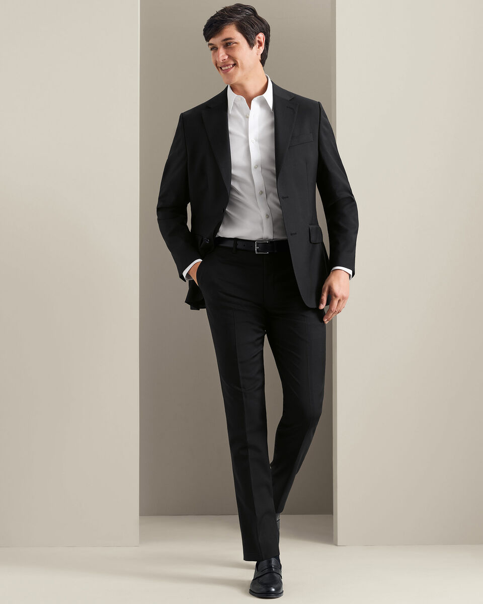 Natural Stretch Twill Suit Jacket - Black