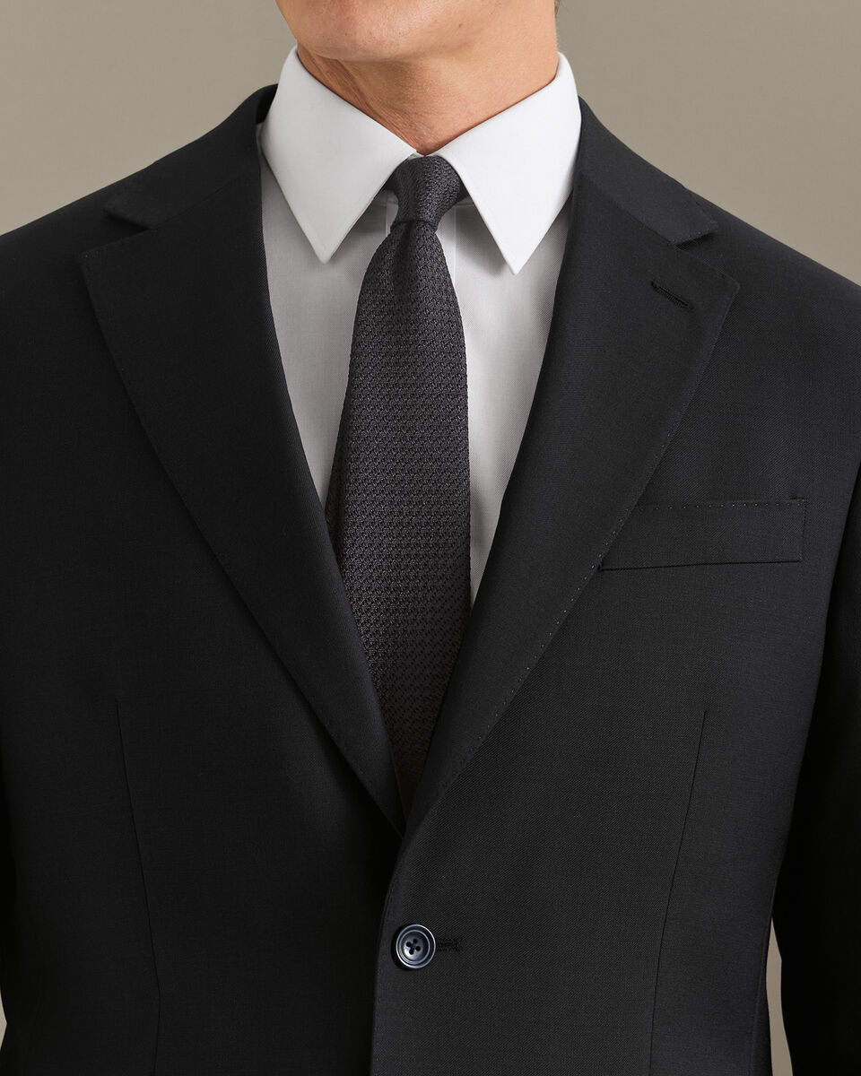 Natural Stretch Twill Suit Jacket - Black