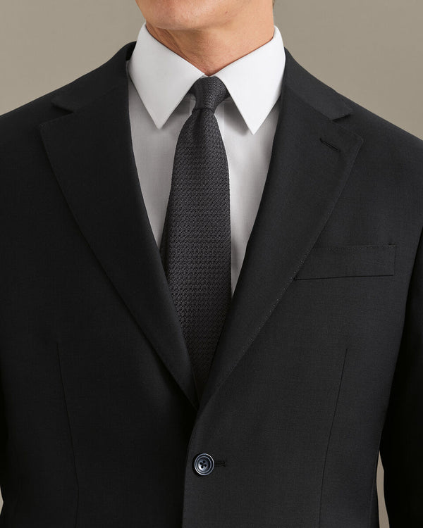 Natural Stretch Twill Suit Jacket - Black