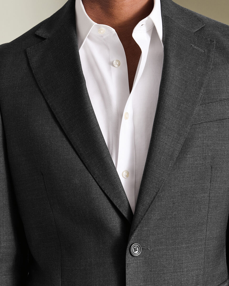 Natural Stretch Twill Suit Jacket - Charcoal