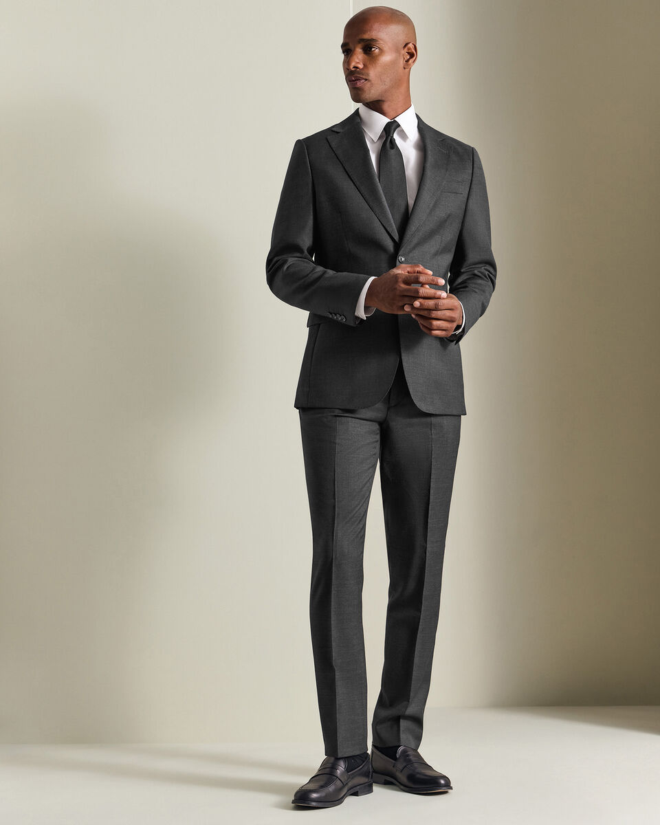 Natural Stretch Twill Suit Jacket - Charcoal