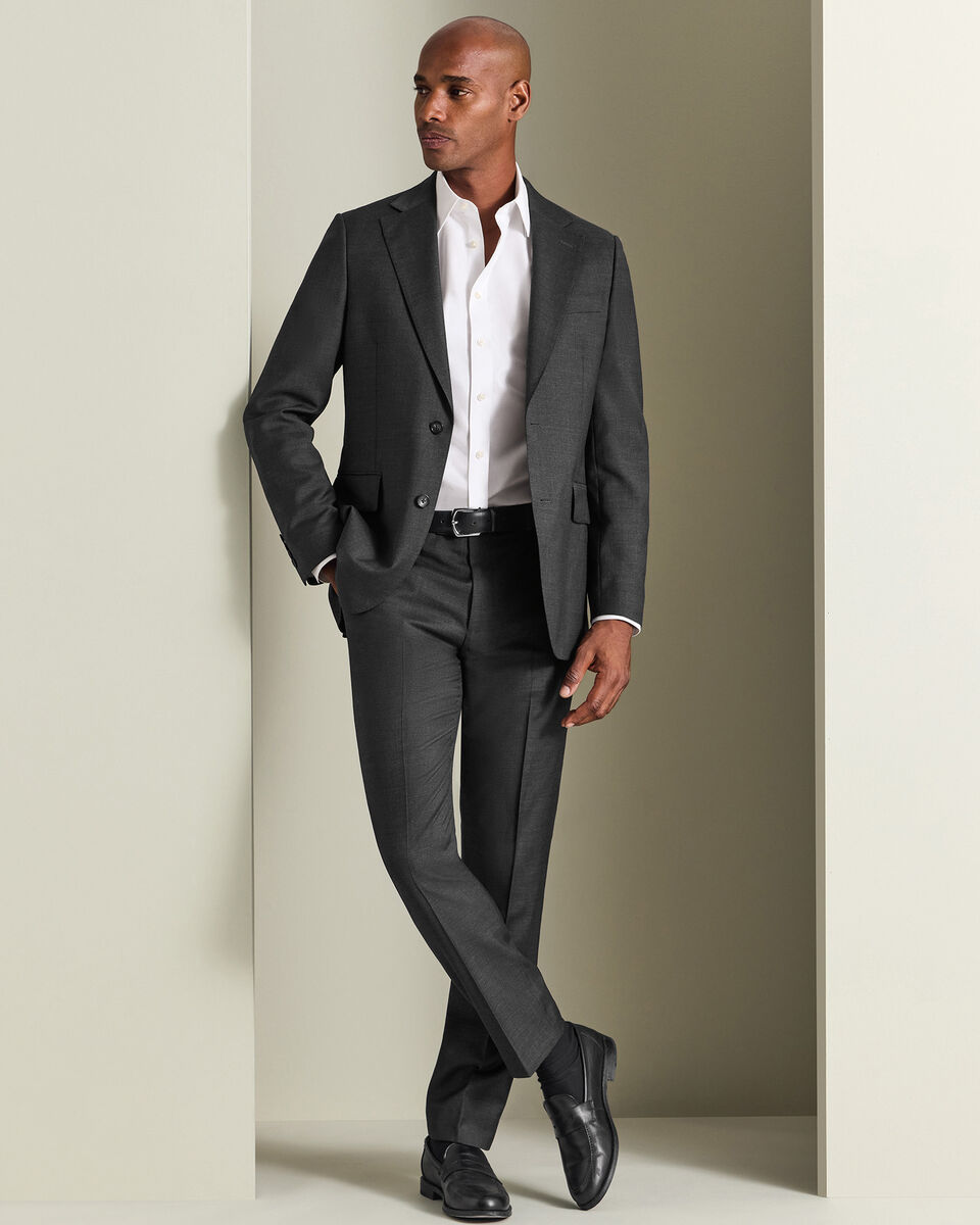 Natural Stretch Twill Suit Pants - Charcoal